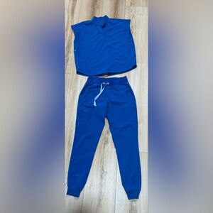 FIGS royal blue S Rafaela top, S/T high waisted joggers